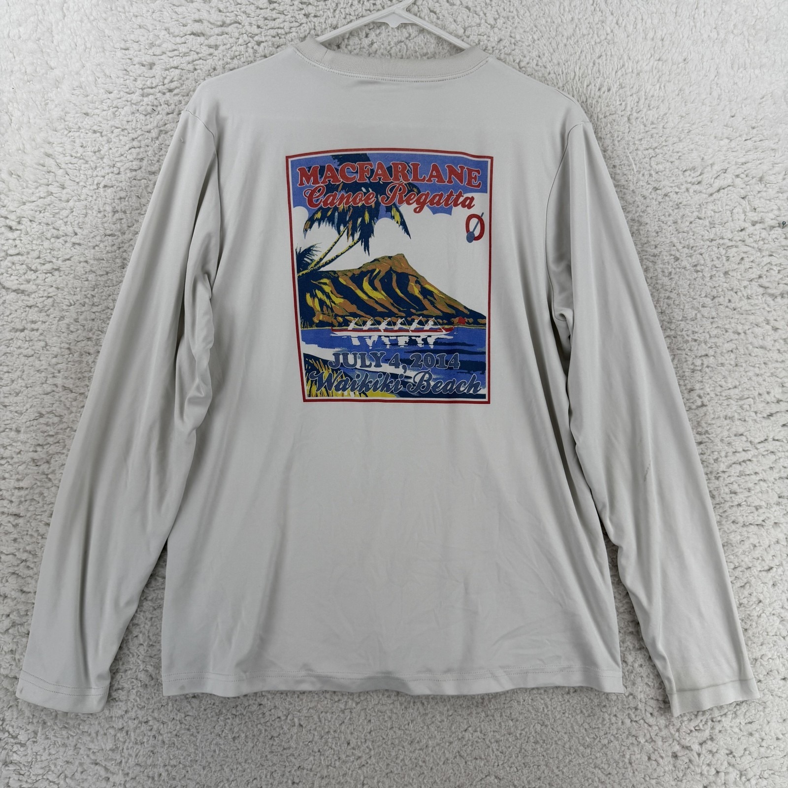 Outrigger Macfarlane Canoe Regatta Shirt Mens Large Gray Ls Waikiki Beach